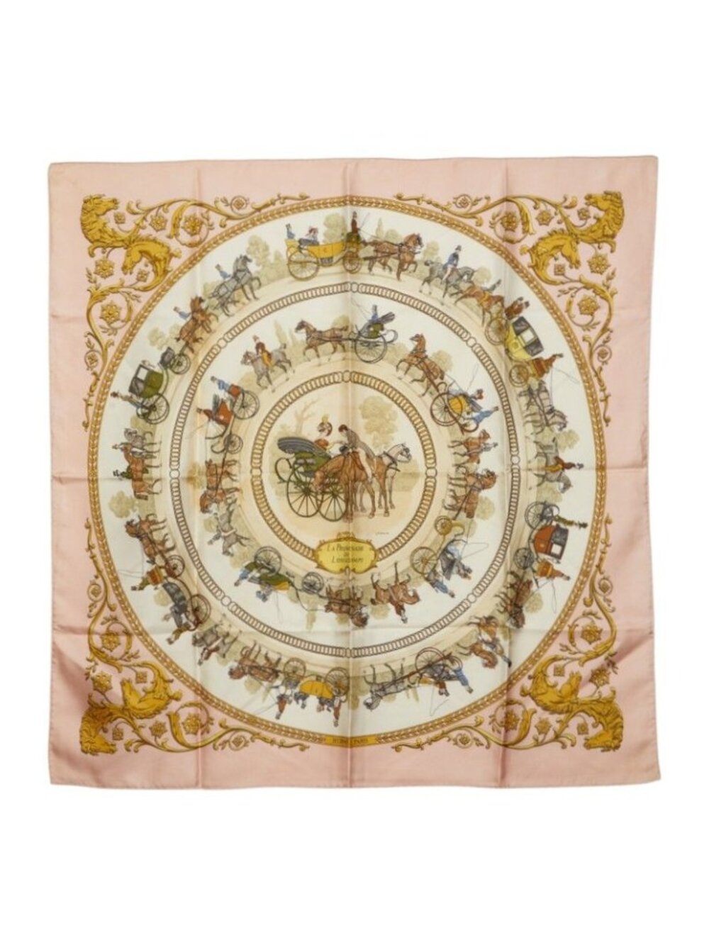 Hermes Carre 90 la Promenade de Walk to Long Chien Scarf Large Multicolor Silk